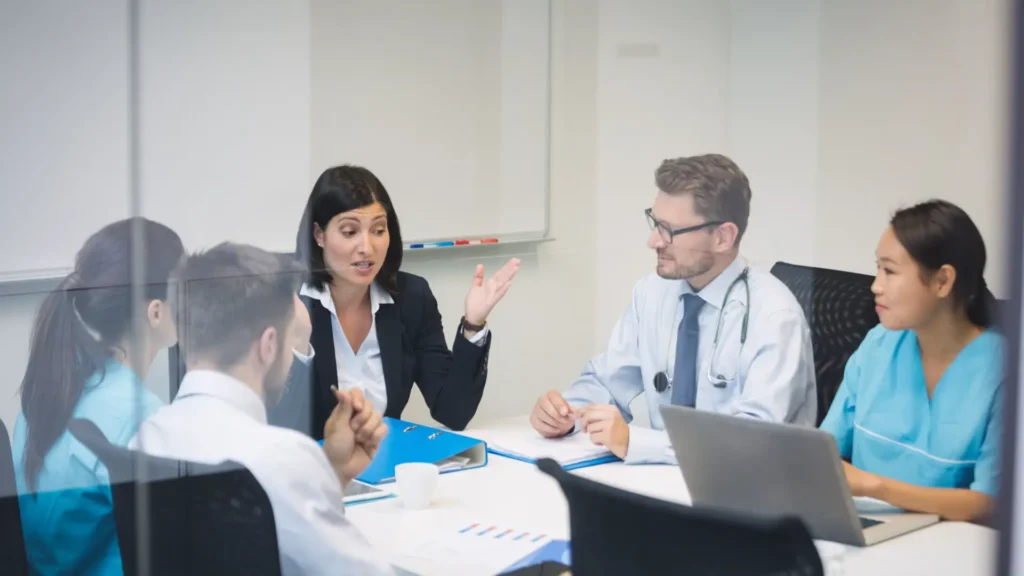 Physician evaluating leadership promotion and executive career transition in healthcare
